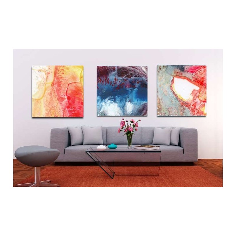 Arte moderno, 3 lienzos bonitos colores decoración pared Abstractos Pintura Abstracta venta online